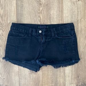 J brand distressed black denim cut off shorts